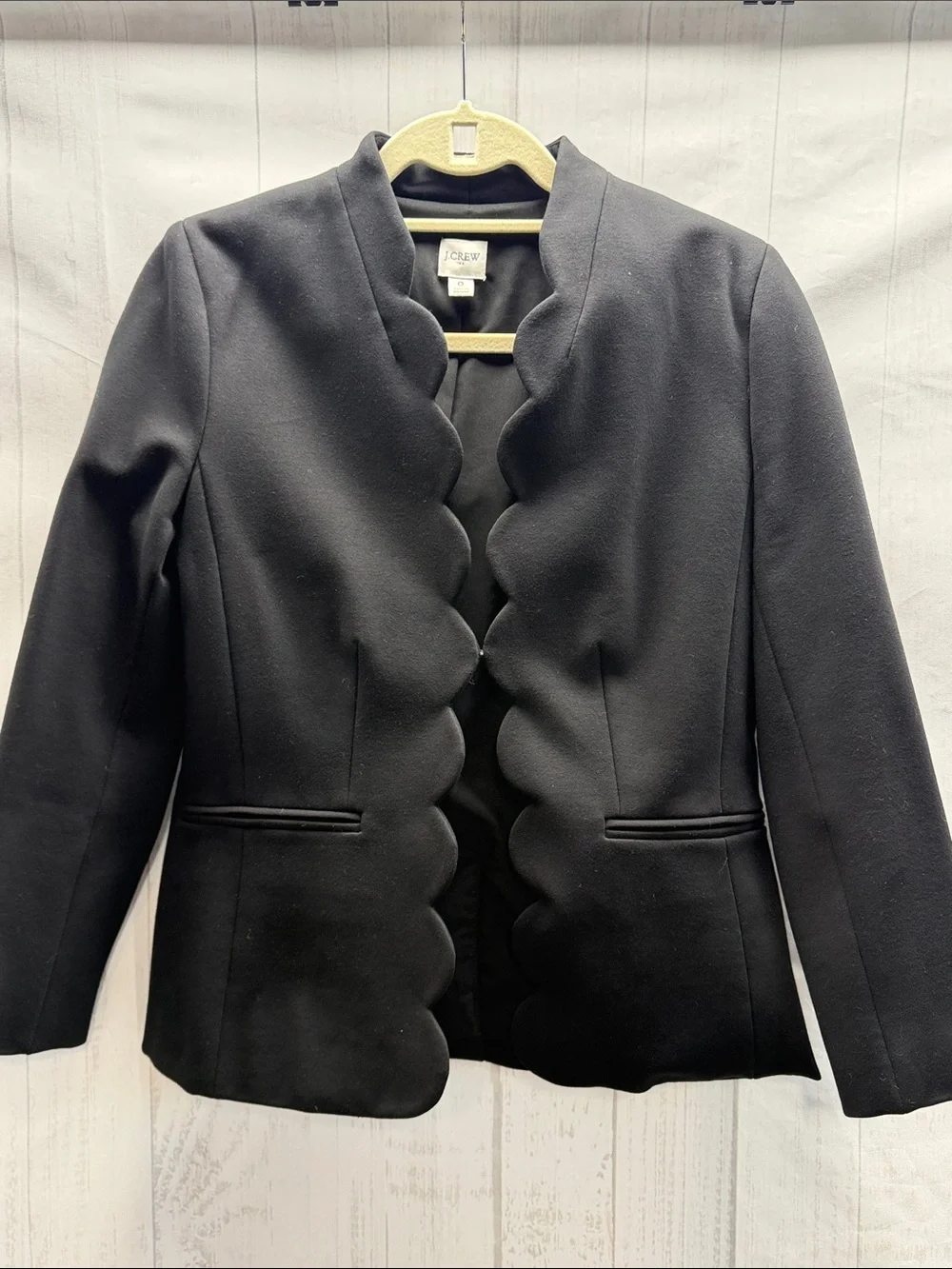 J. Crew Black Scallop Edge Ponte Blazer Size 0